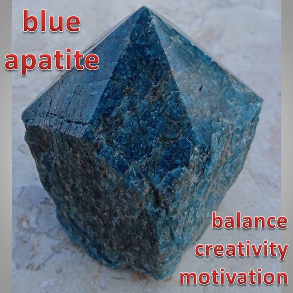 blue apatite point crystal rock mineral 04 BALANCE motivation COMMUNICATION